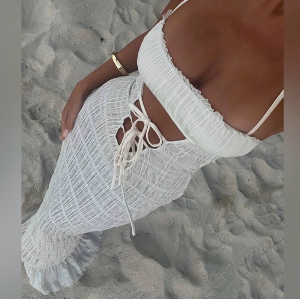 White Lace-Up Dress